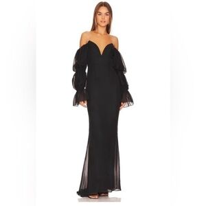 Katie May Black Off-Shoulder Mini Gown